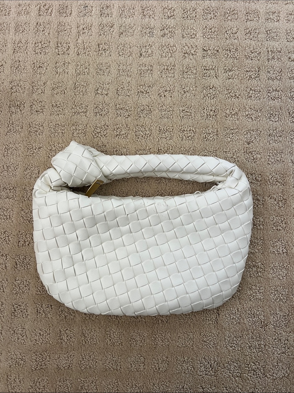 Woven White Leather Hobo Bag